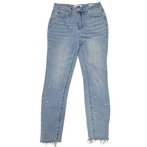 Judy Blue Womens Jrs Skinny Fit Star-Embroidered Light Wash Denim Jeans 9/29